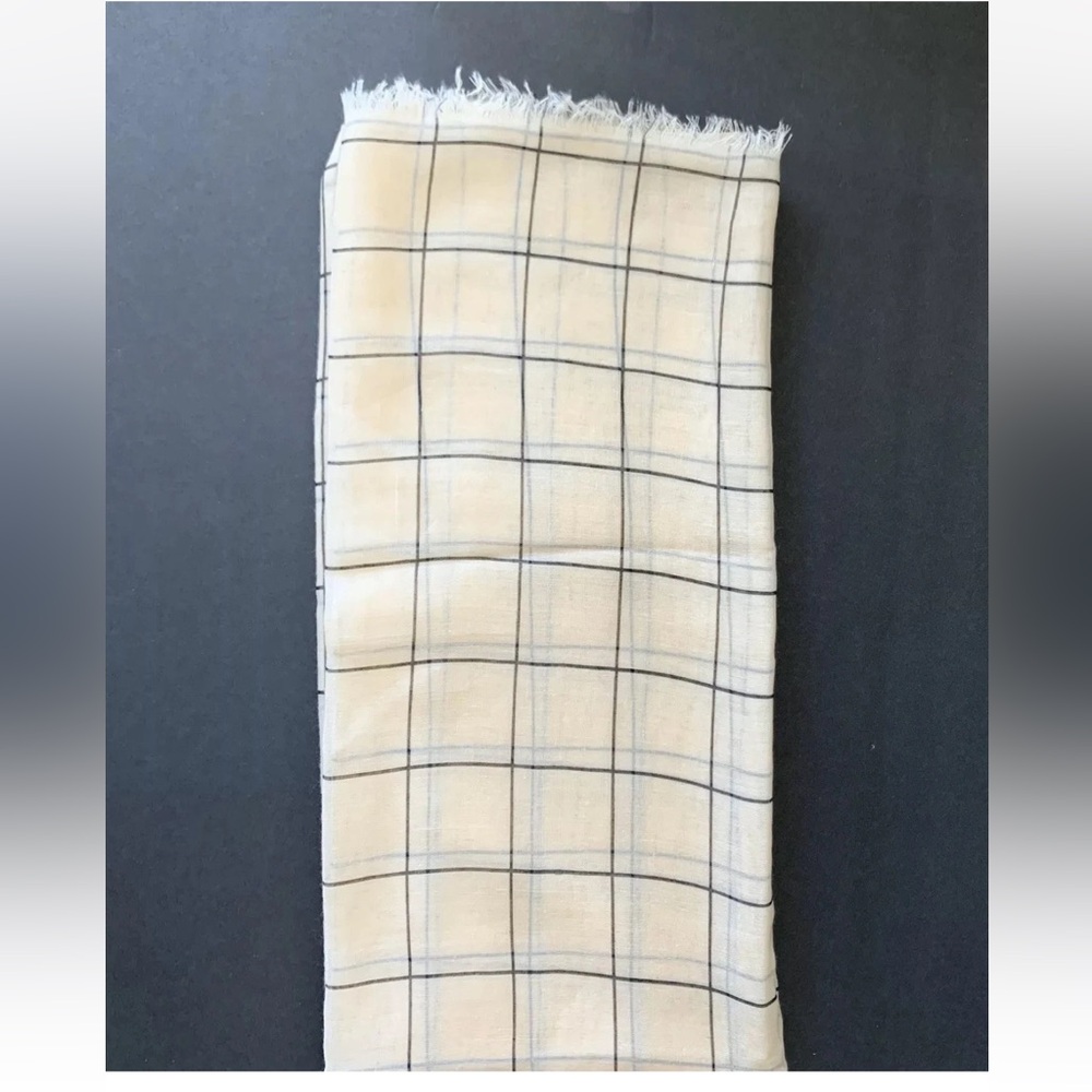 Rachel Pally Women’s Cream Grid Scarf 100% Polyester One Size - Picture 3 of 4